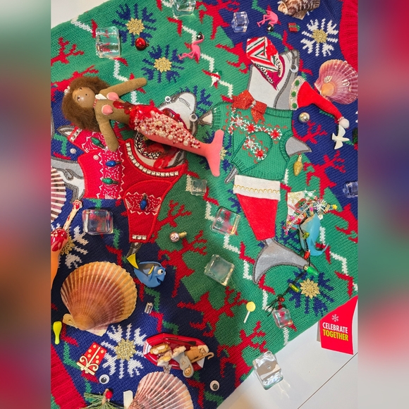 One of a Kind "Sharks Steal Christmas" Sweater Unisex Large - Picture 9 of 15